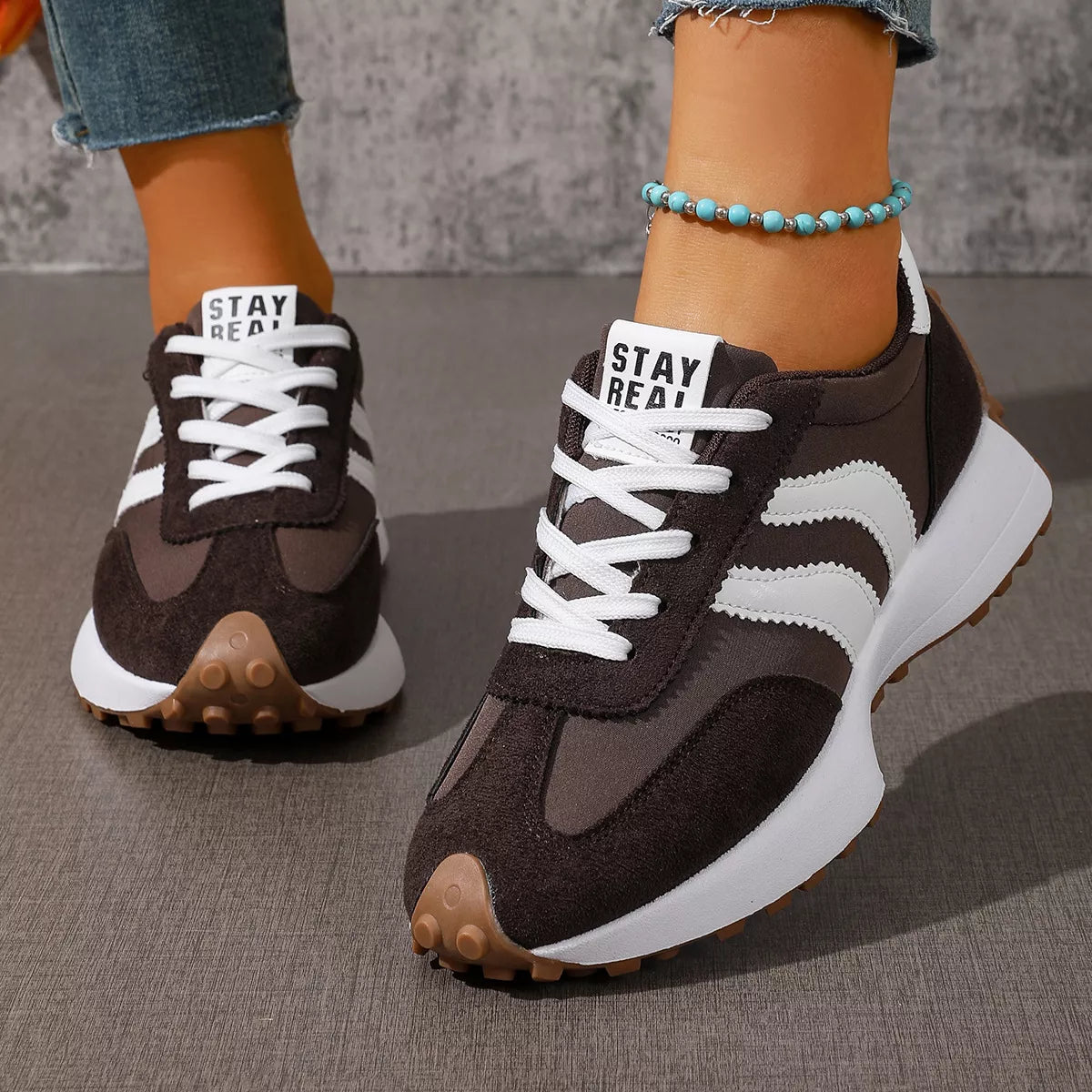 Lace Up Round Toe Sneakers - Lilixa.store