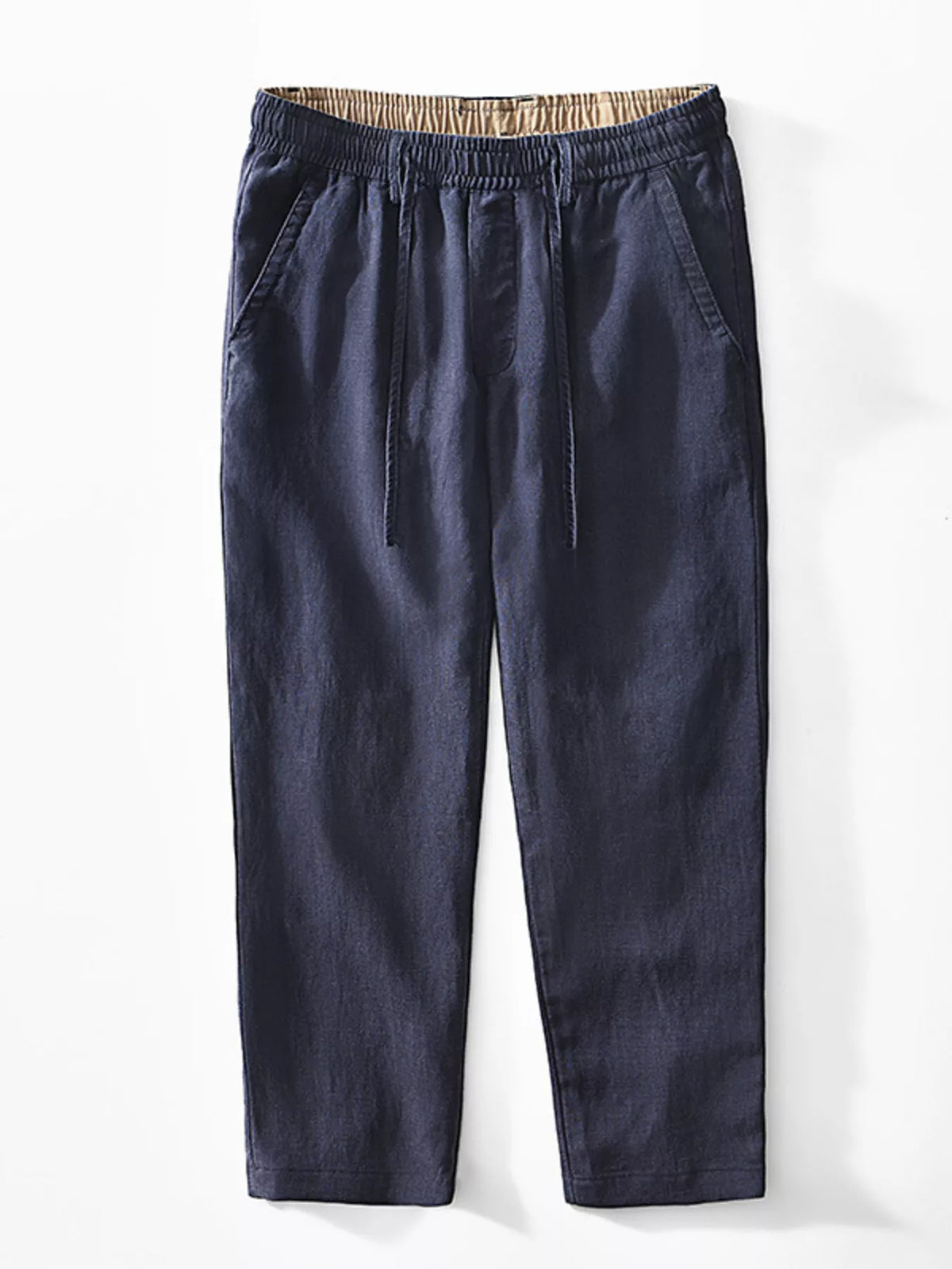 Men's Plus Size Casual Elastic Waist Drawstring Pants in Navy Blue