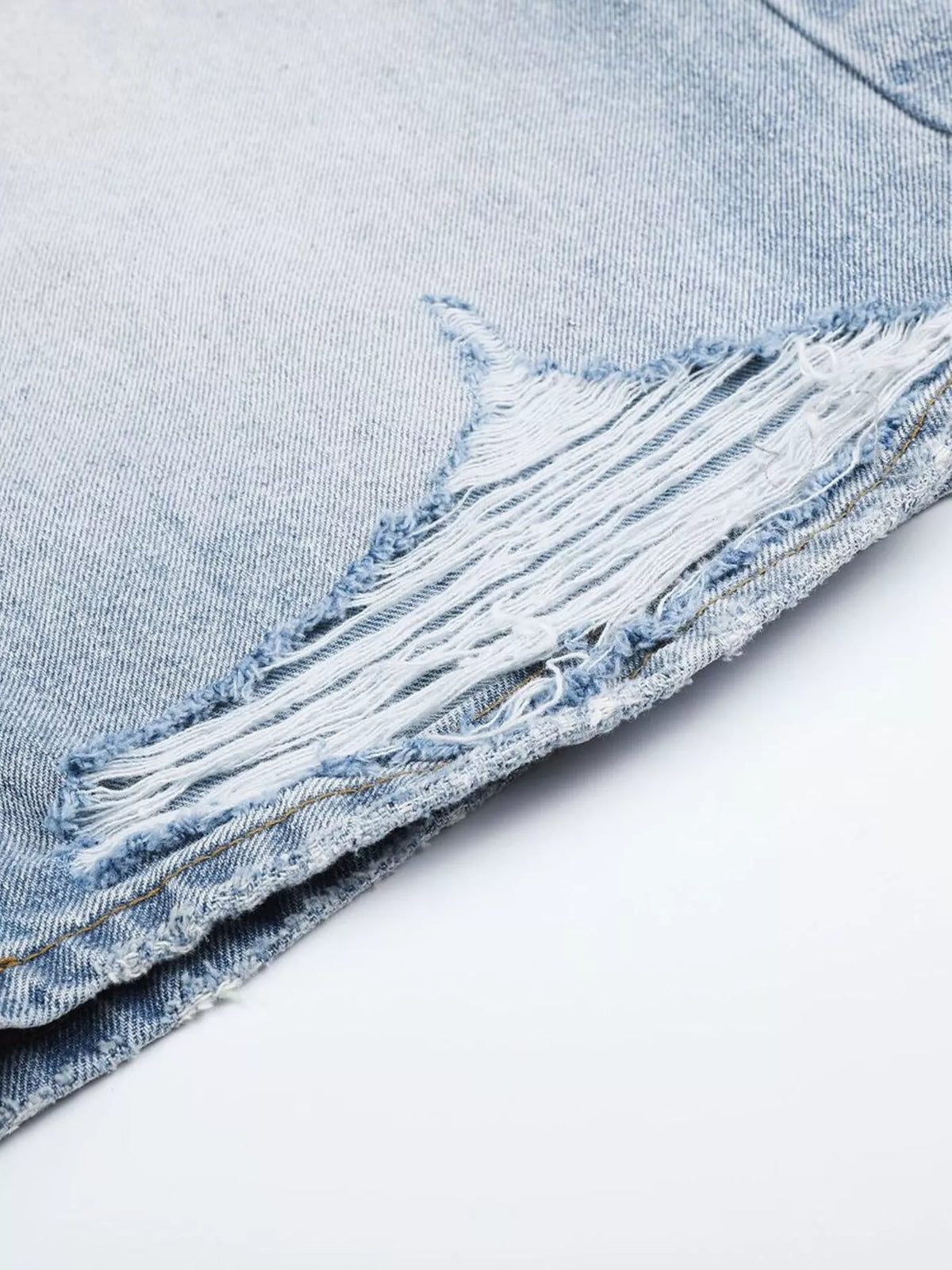 Men's High-Waisted Distressed Denim Capris - Lilixa.store