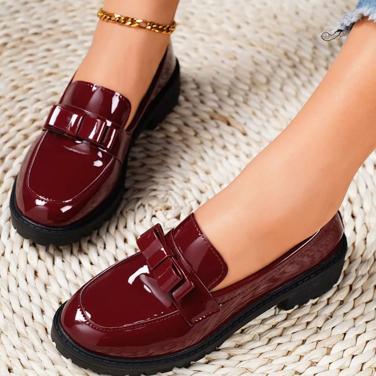 Round Toe Bow Loafers, view 10
