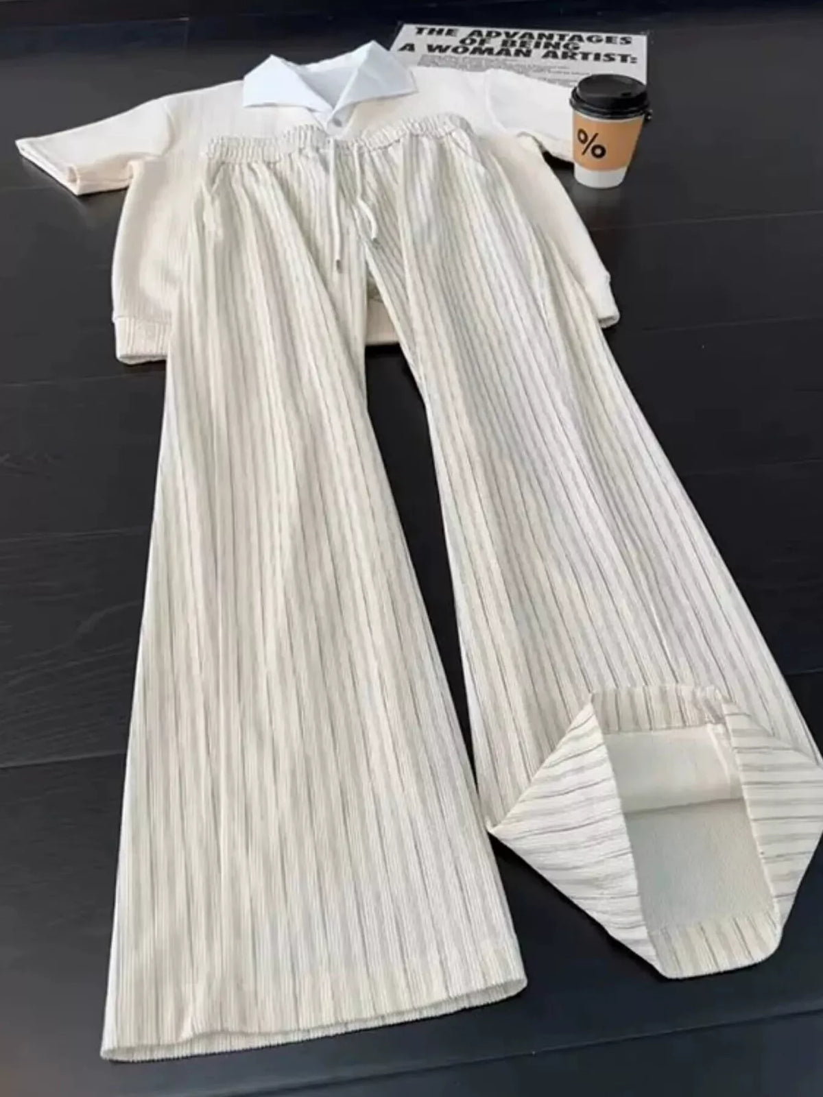 Men's Striped Wide-Leg Casual Pants
