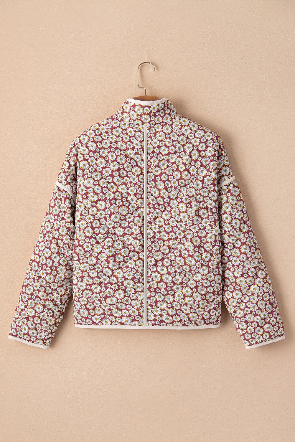 Floral Snap Down Mock Neck Coat - Lilixa.store