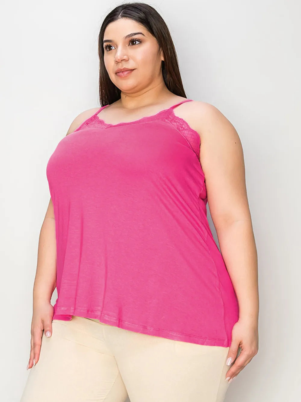 Basic Bae Full Size Lace Trim V-Neck Cami - Lilixa.store