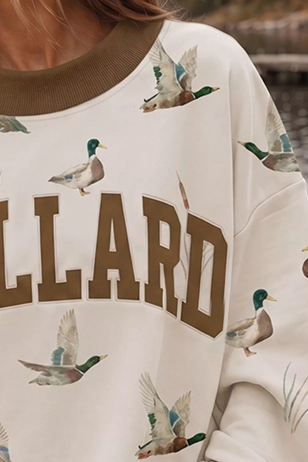 MALLARD Duck Print Sweatshirt with Contrast Trim - Lilixa.store