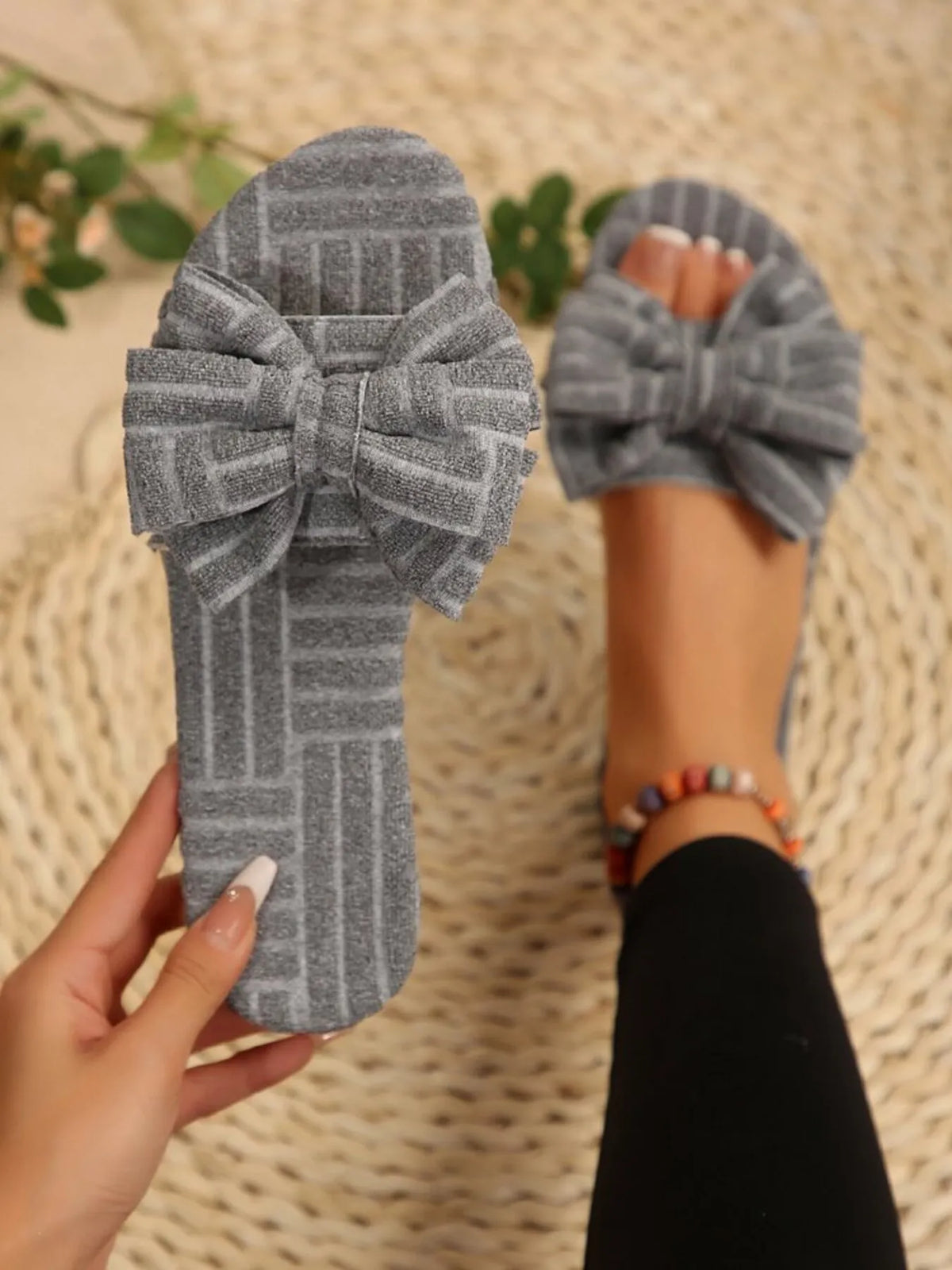 Bow Knot Open Toe Slippers - Lilixa.store