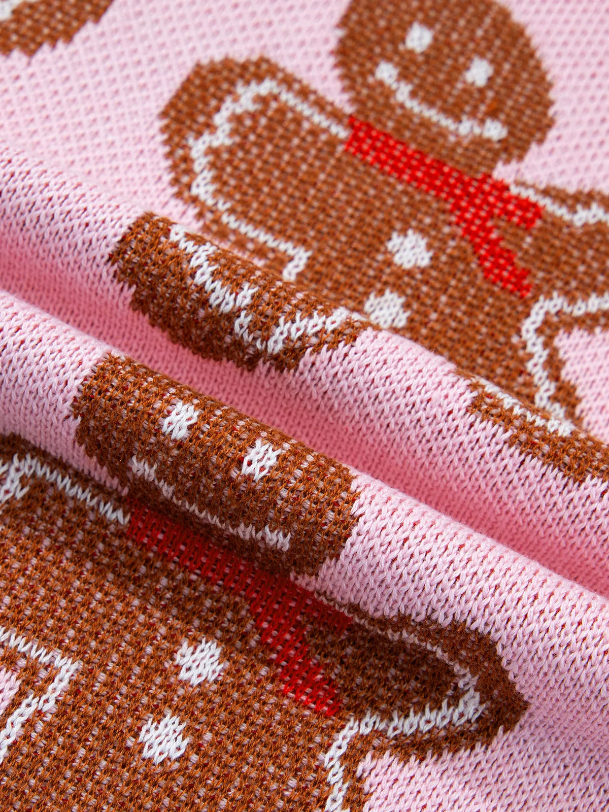 Gingerbread Pattern Round Neck Long Sleeve Shift Sweater