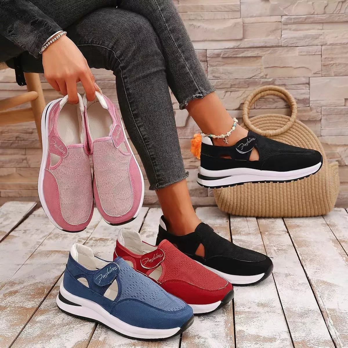 Breathable Mesh Velcro Shoes - Lilixa.store