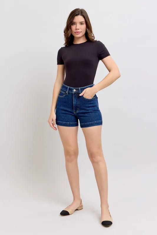 Judy Blue Full Size High Waist Tummy Control Denim Shorts Plus Size - Lilixa.store