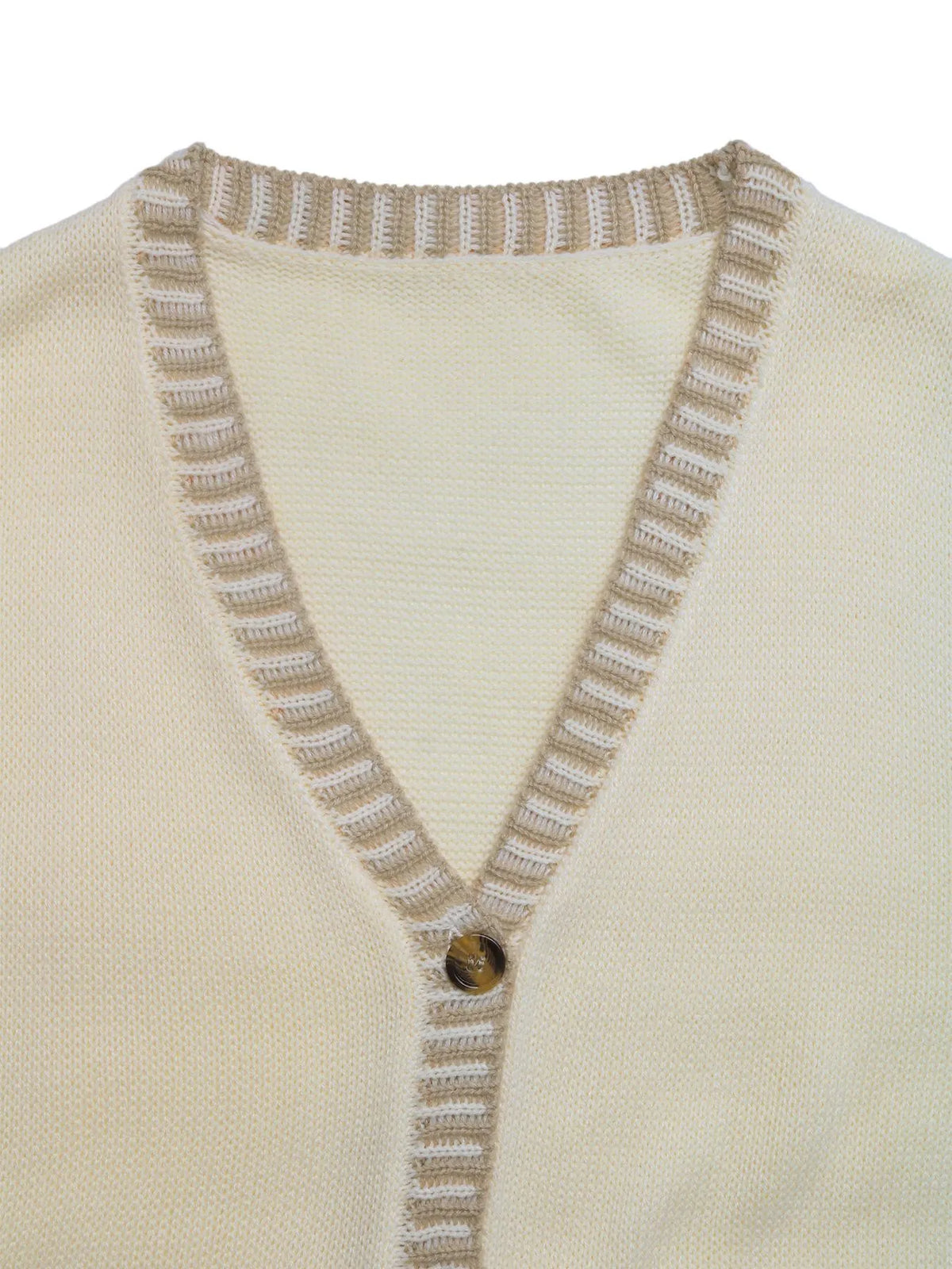 Button Up V-Neck Sweater Vest in Off-white, view 7