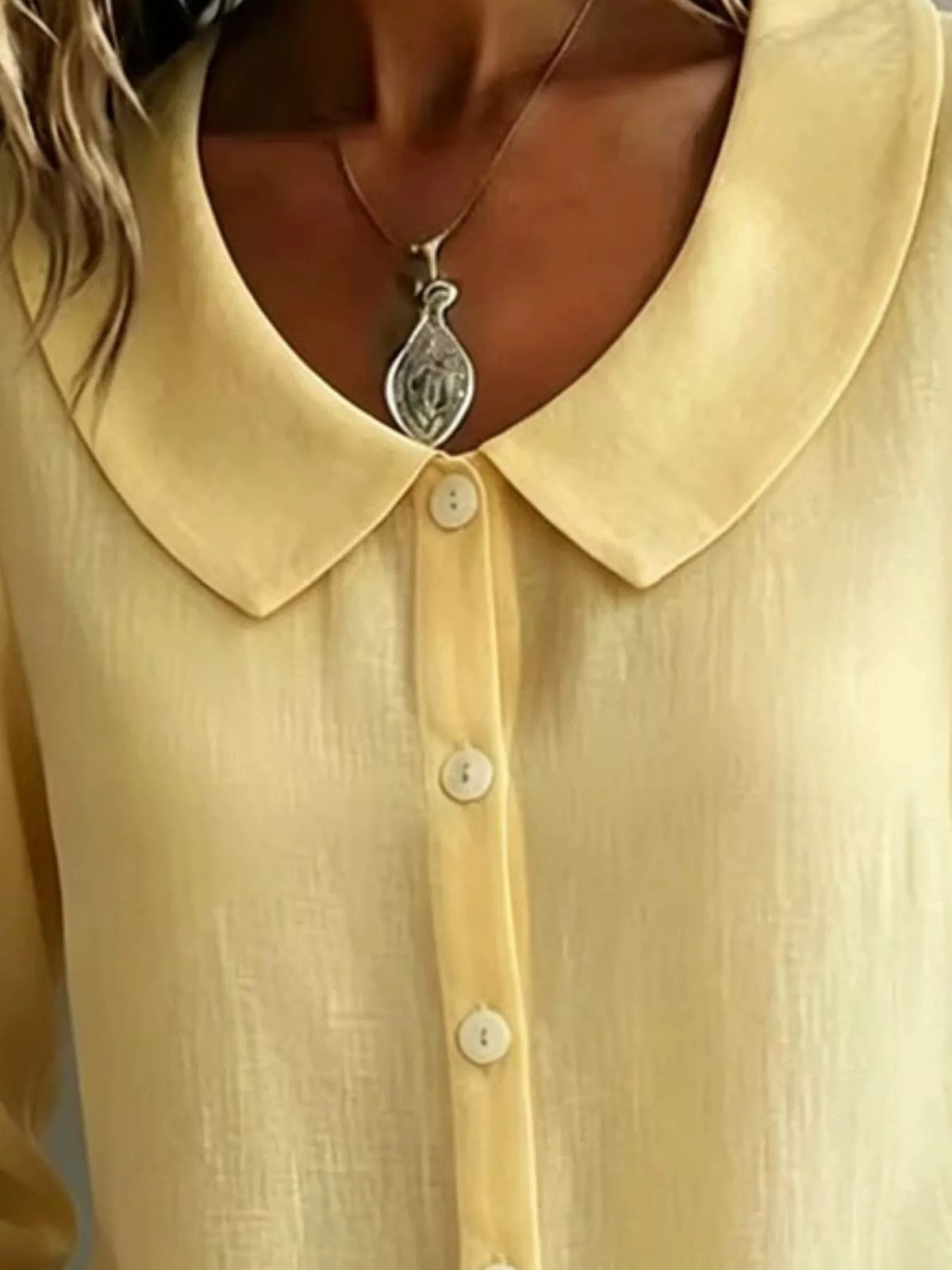 Full Size Peter Pan Collar Button-Down Shirt Plus Size - Lilixa.store