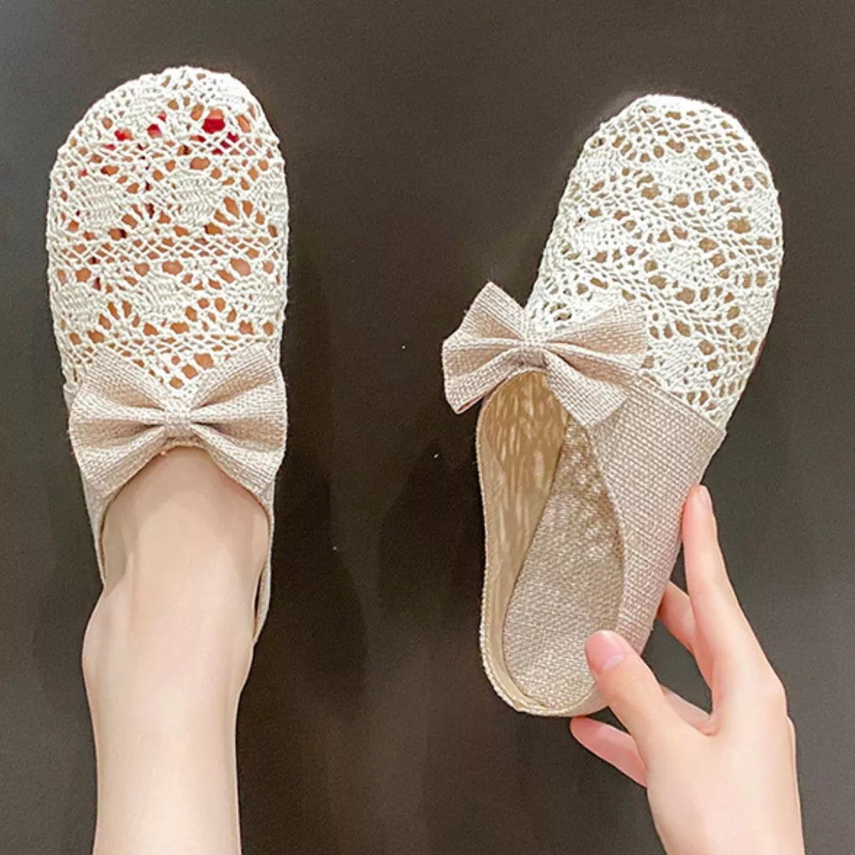 Round Toe Bow Slip-Ons - Lilixa.store