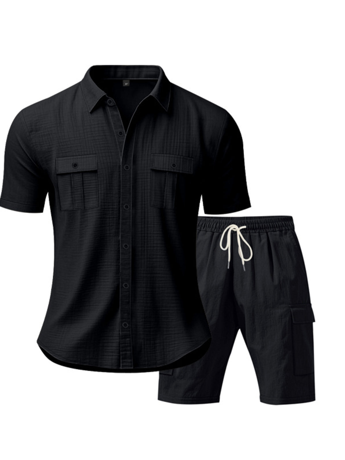 Men's Full Size Button Up Shirt and Shorts Set Plus Size - Lilixa.store