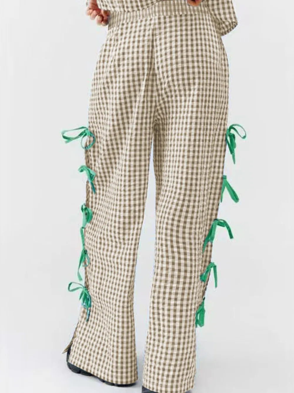 Side Tied Plaid Pants - Lilixa.store