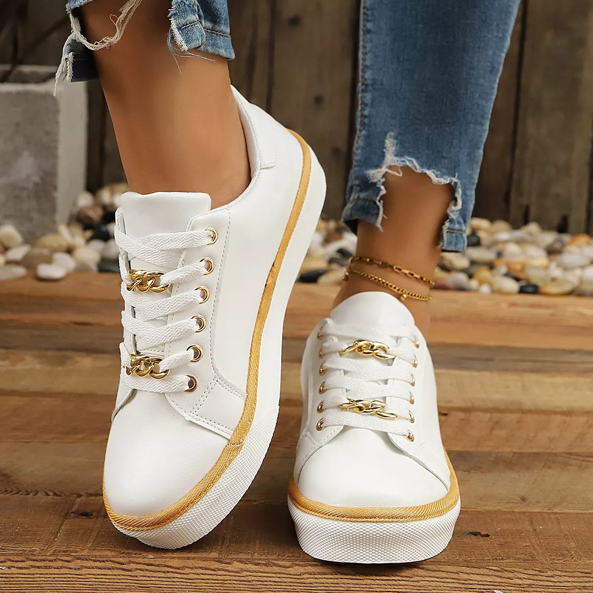 Round Toe Platform Sneakers - Lilixa.store