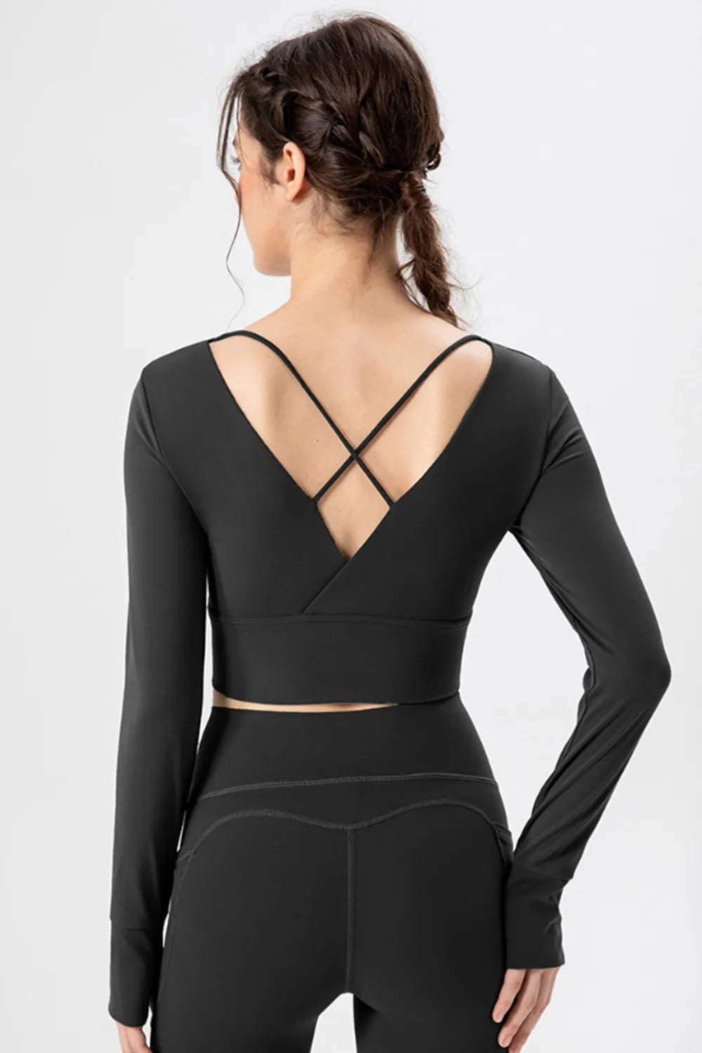 Square Neck Crisscross Active T-Shirt - Lilixa.store
