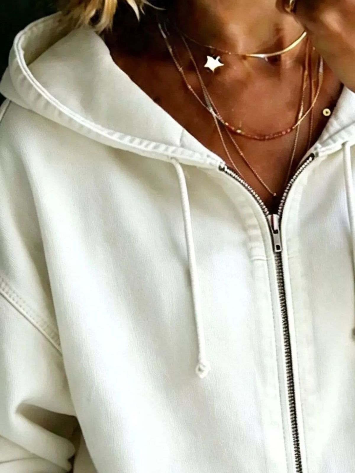 Full Size Zip-Up Dropped Shoulder Hoodie Plus Size