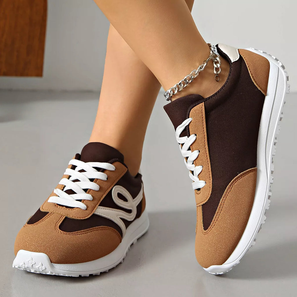 Casual Lace-Up Contrast Sneakers - Lilixa.store