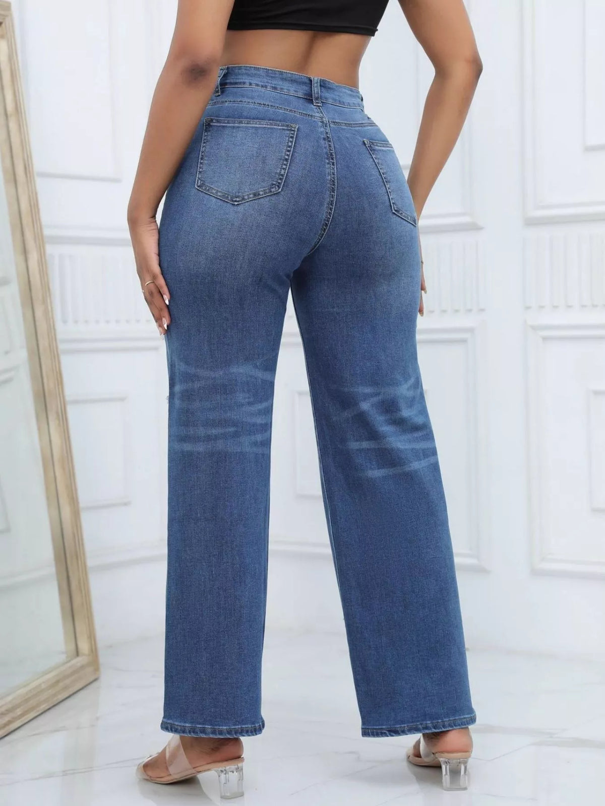 Distressed Wide-Leg Jeans - Lilixa.store