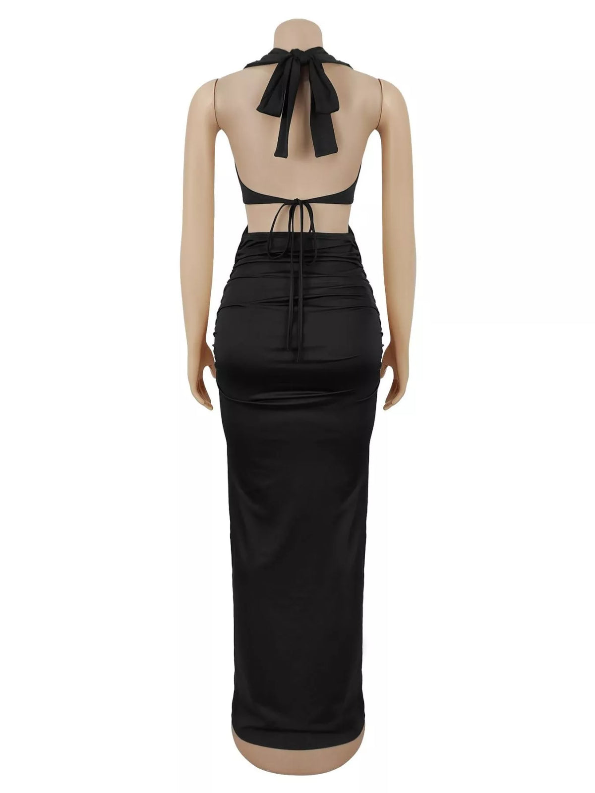 Backless Cut-Out Maxi Dress with Gold Hardware Detail, view 7