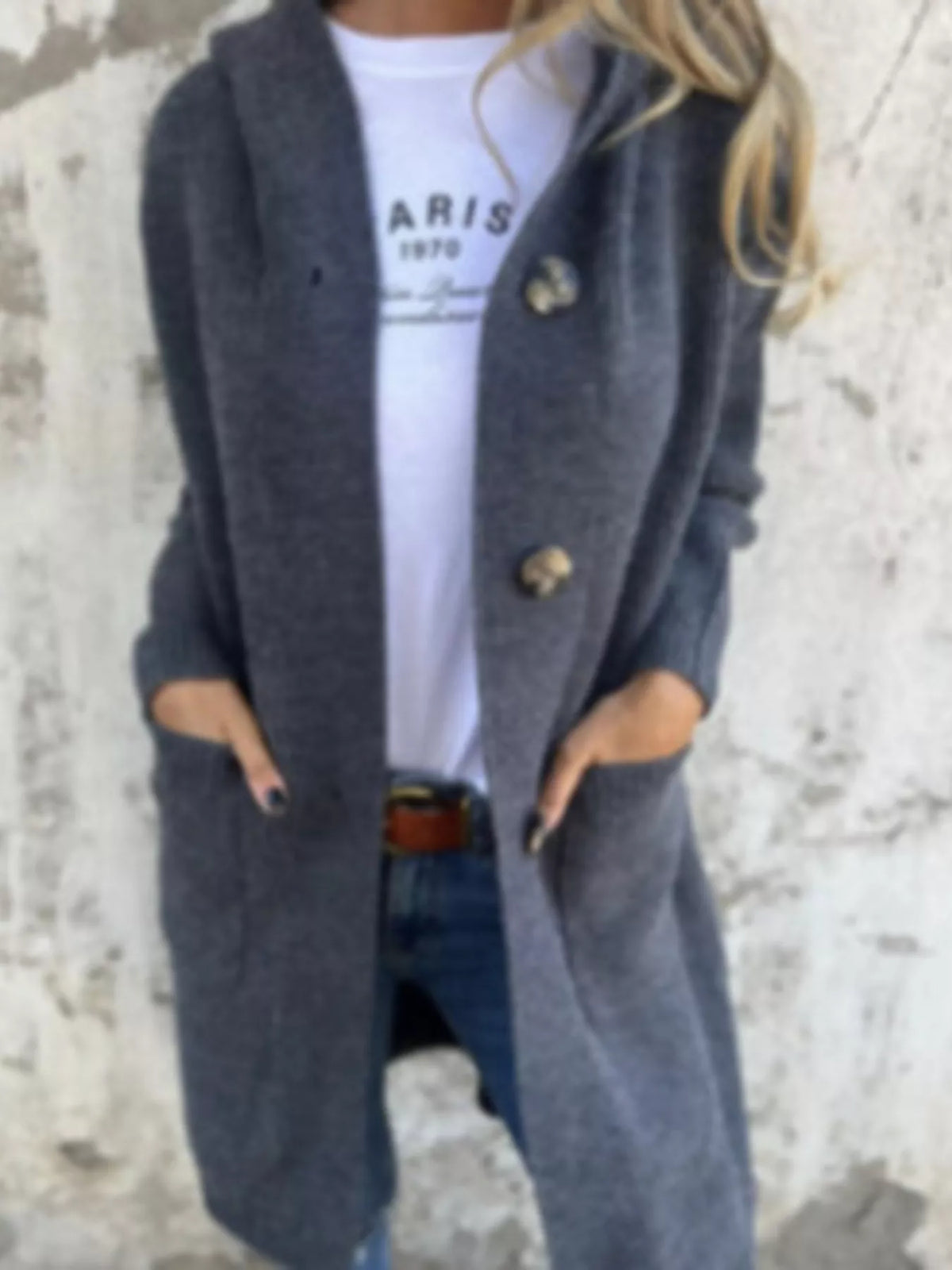 Full Size Button-Down Hooded Cardigan Plus Size