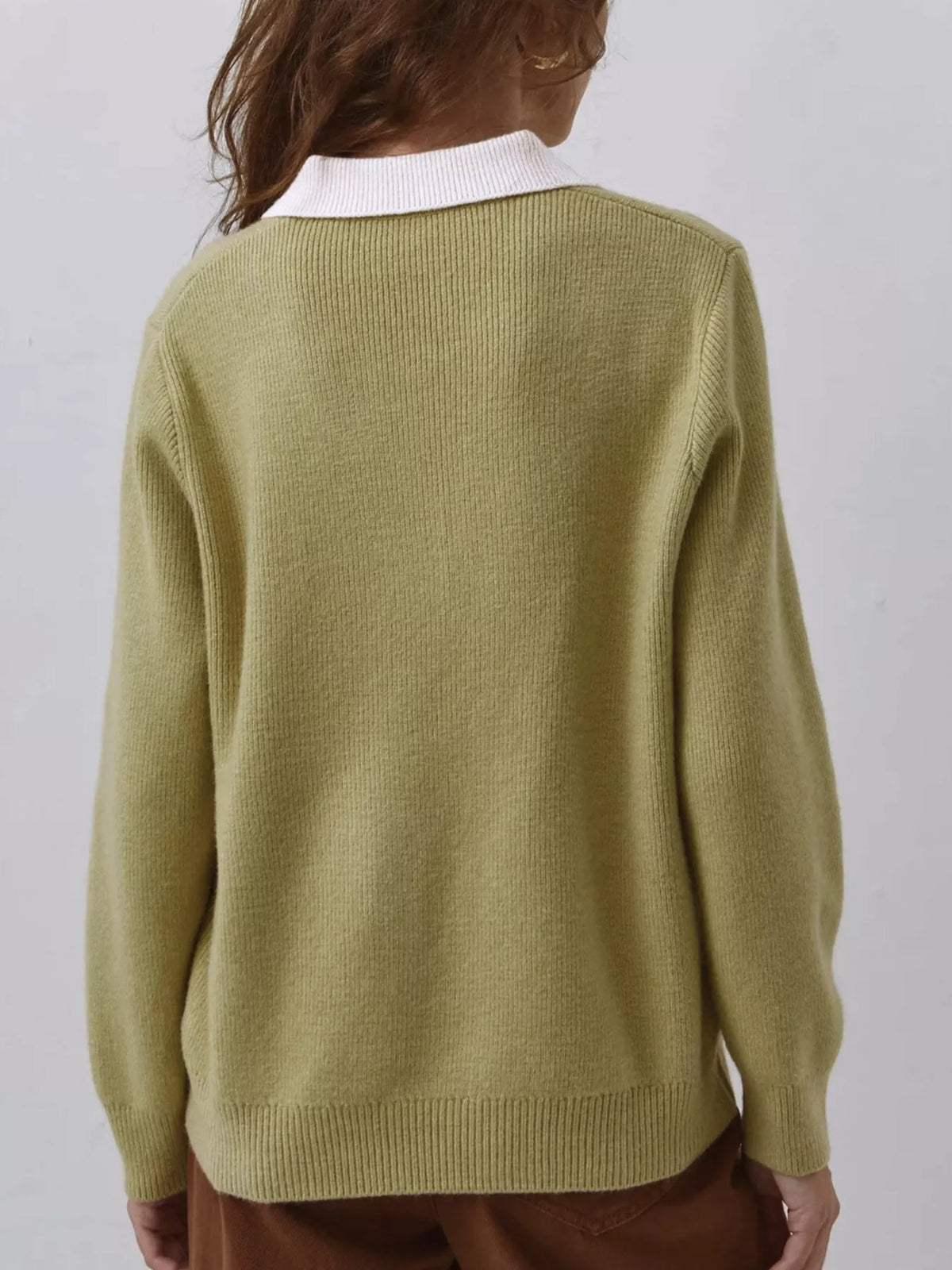 Contrast Collar Quarter Zip Sweater - Lilixa.store