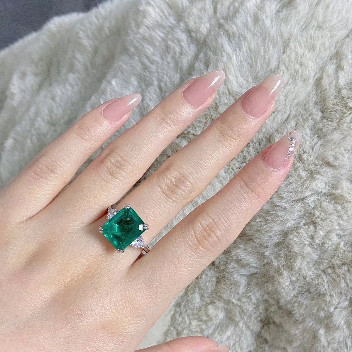 925 Sterling Silver Zircon Geometric Ring