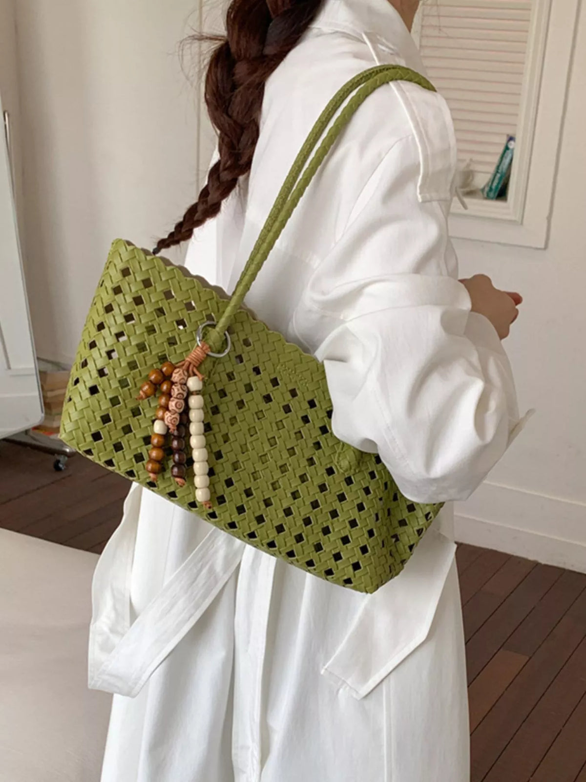 Woven Hollow-Out Shoulder Bag