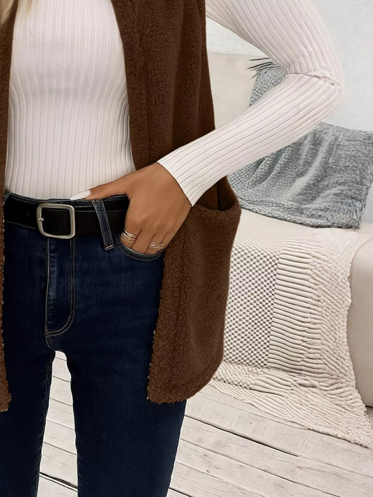 Sleeveless Fuzzy Fleece Vest Coat - Lilixa.store
