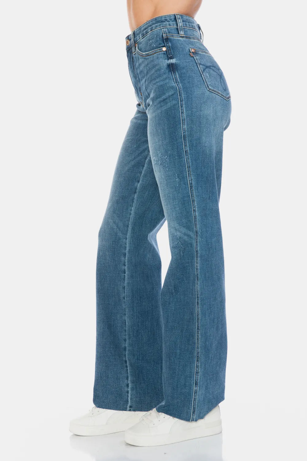 Judy Blue Full Size Tummy Control Cut Raw Hem Straight Jeans - Lilixa.store