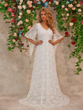 Lace V-Neck Floor length Dress - Lilixa.store