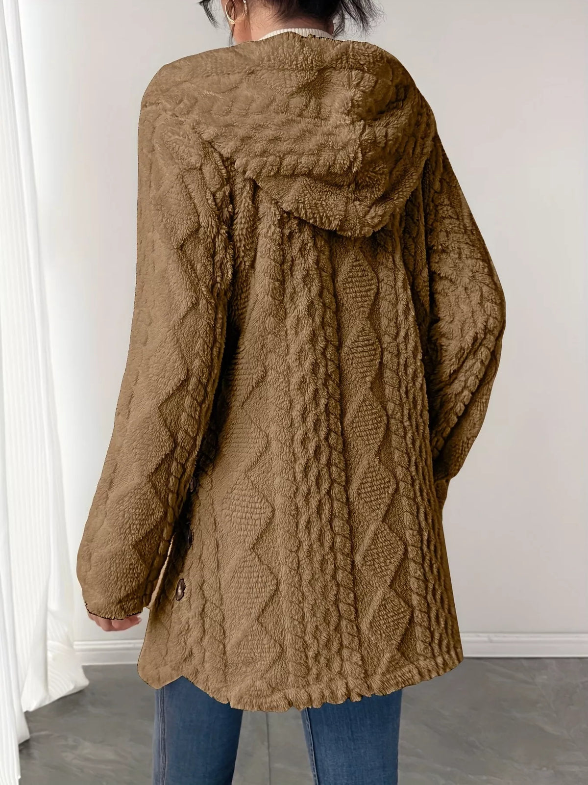 Full Size Button-Down Hooded Outerwear Plus Size, view 17