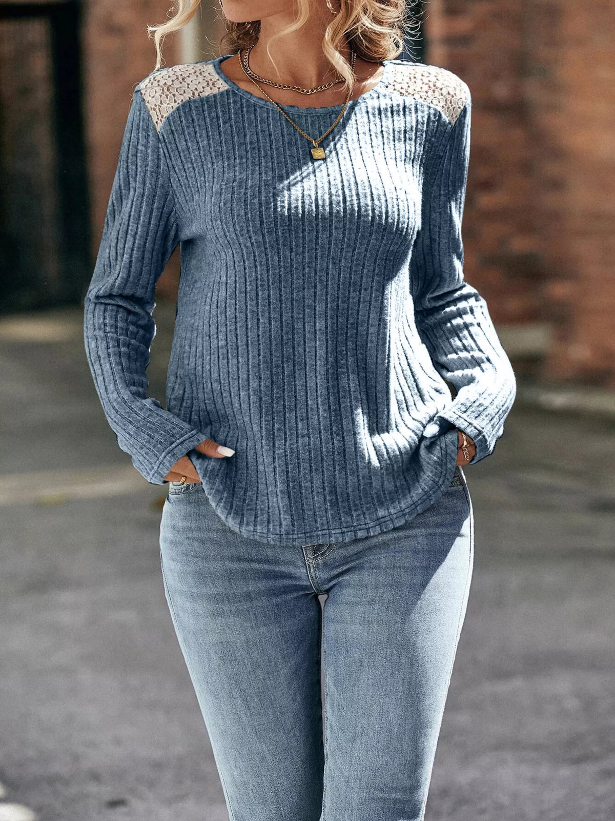 Ribbed Long Sleeve Knit Top - Lilixa.store