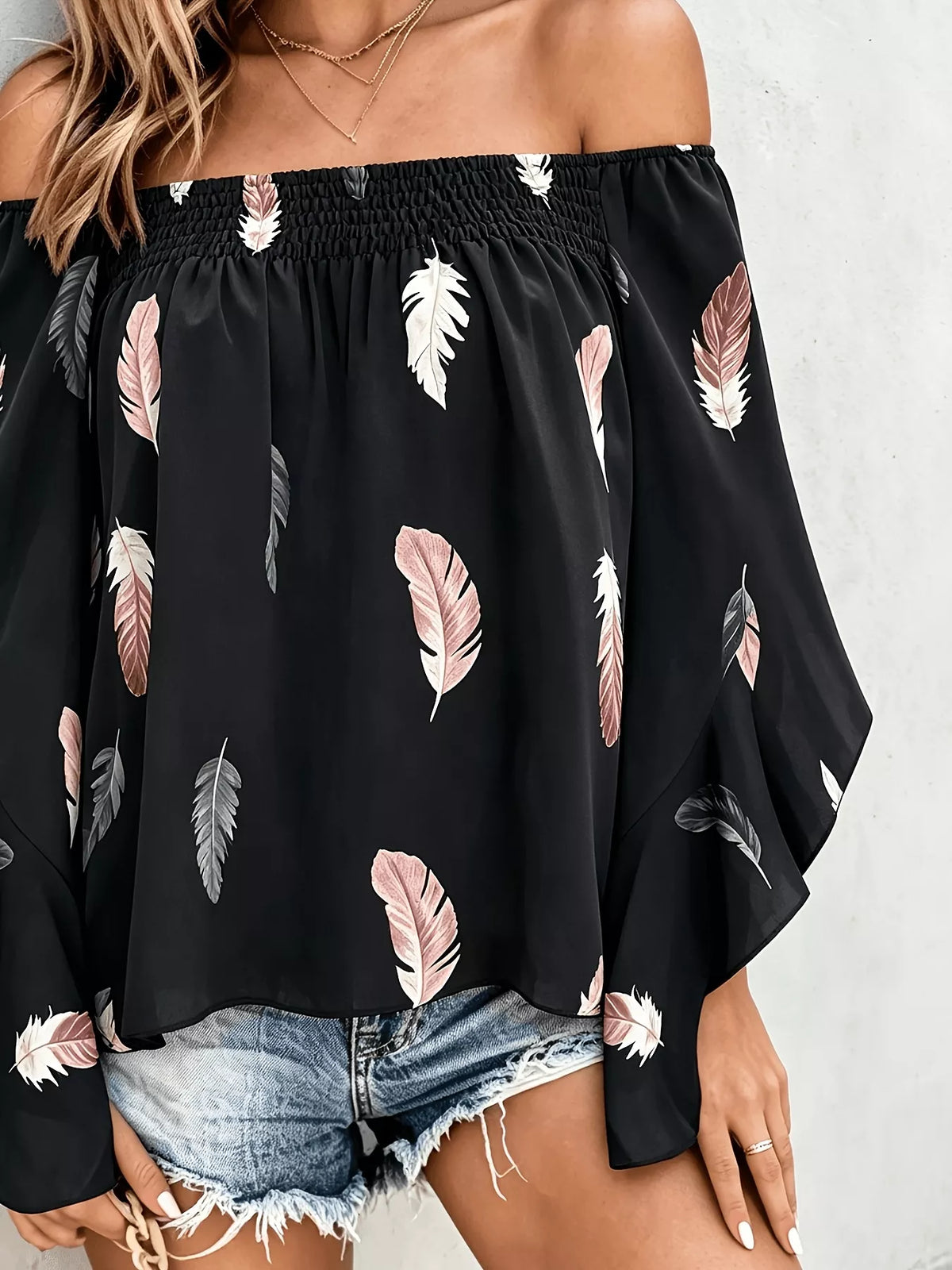 Printed Off Shoulder Blouse, view 11