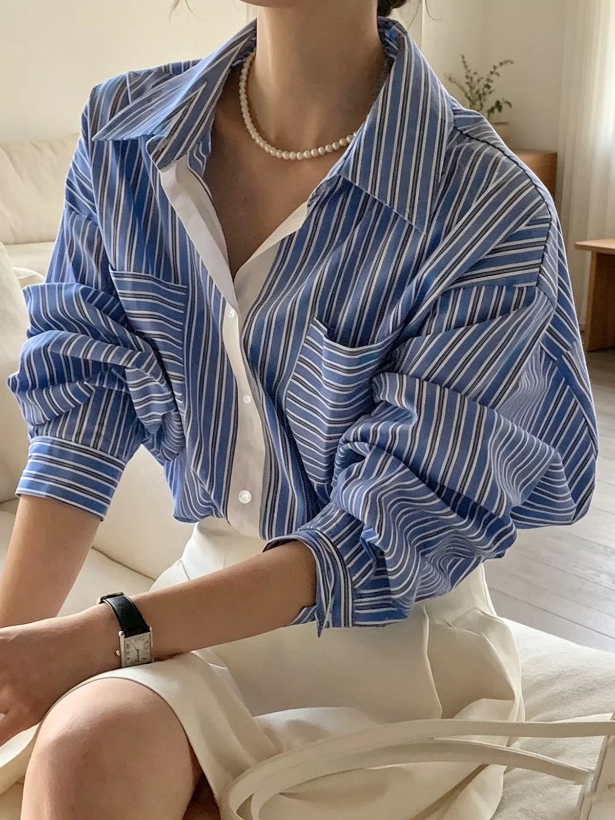 Striped Button-Down Shirt, view 4