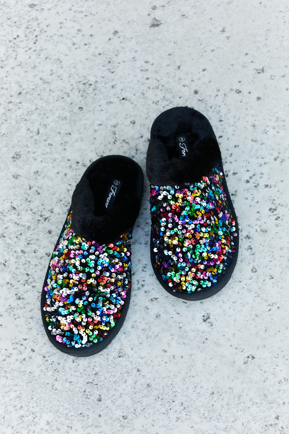 Forever Link Multicolored Sequin Faux Fur Slipper - Lilixa.store