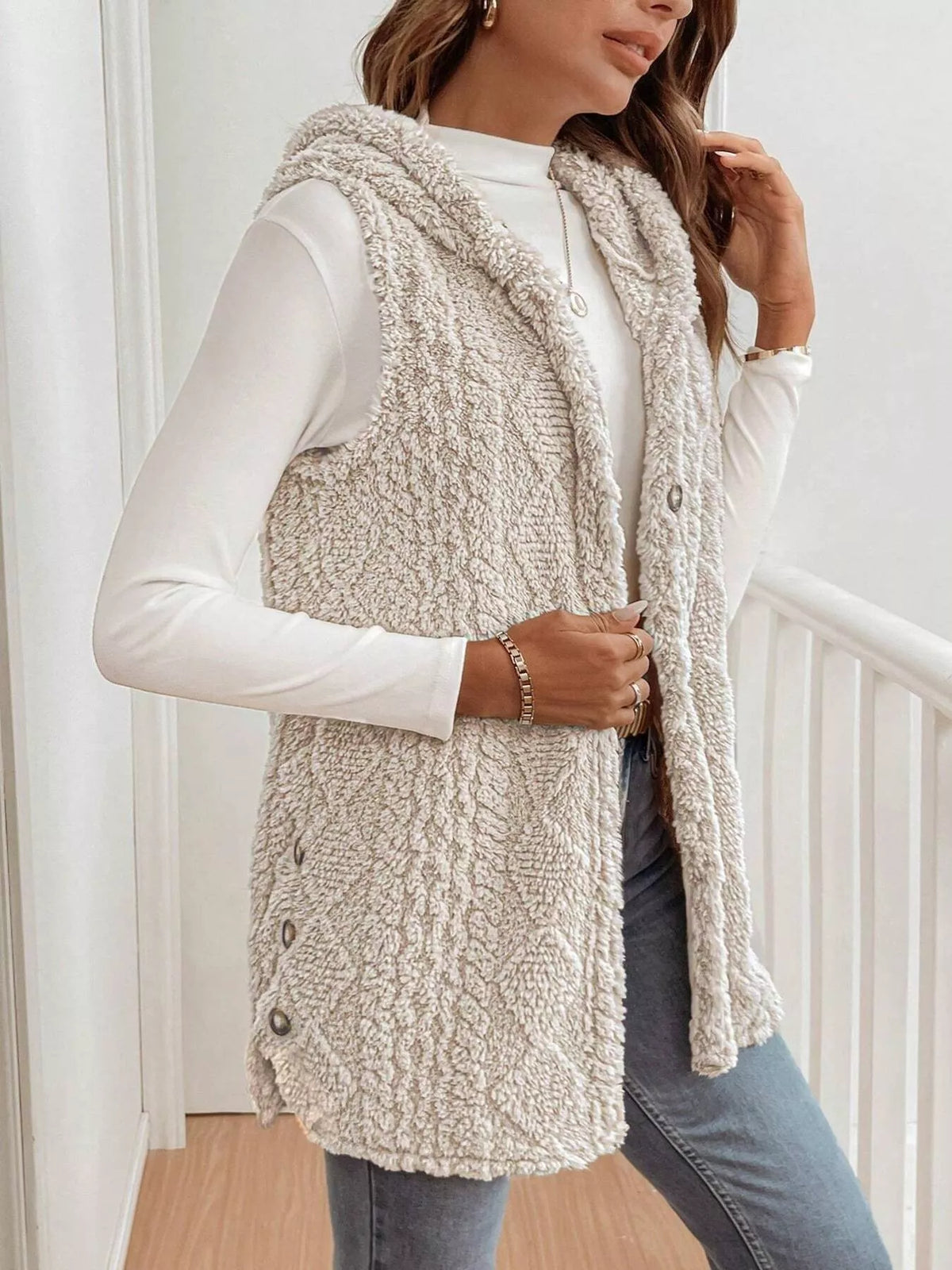 Cozy Sherpa Fleece Hooded Vest Coat - Lilixa.store