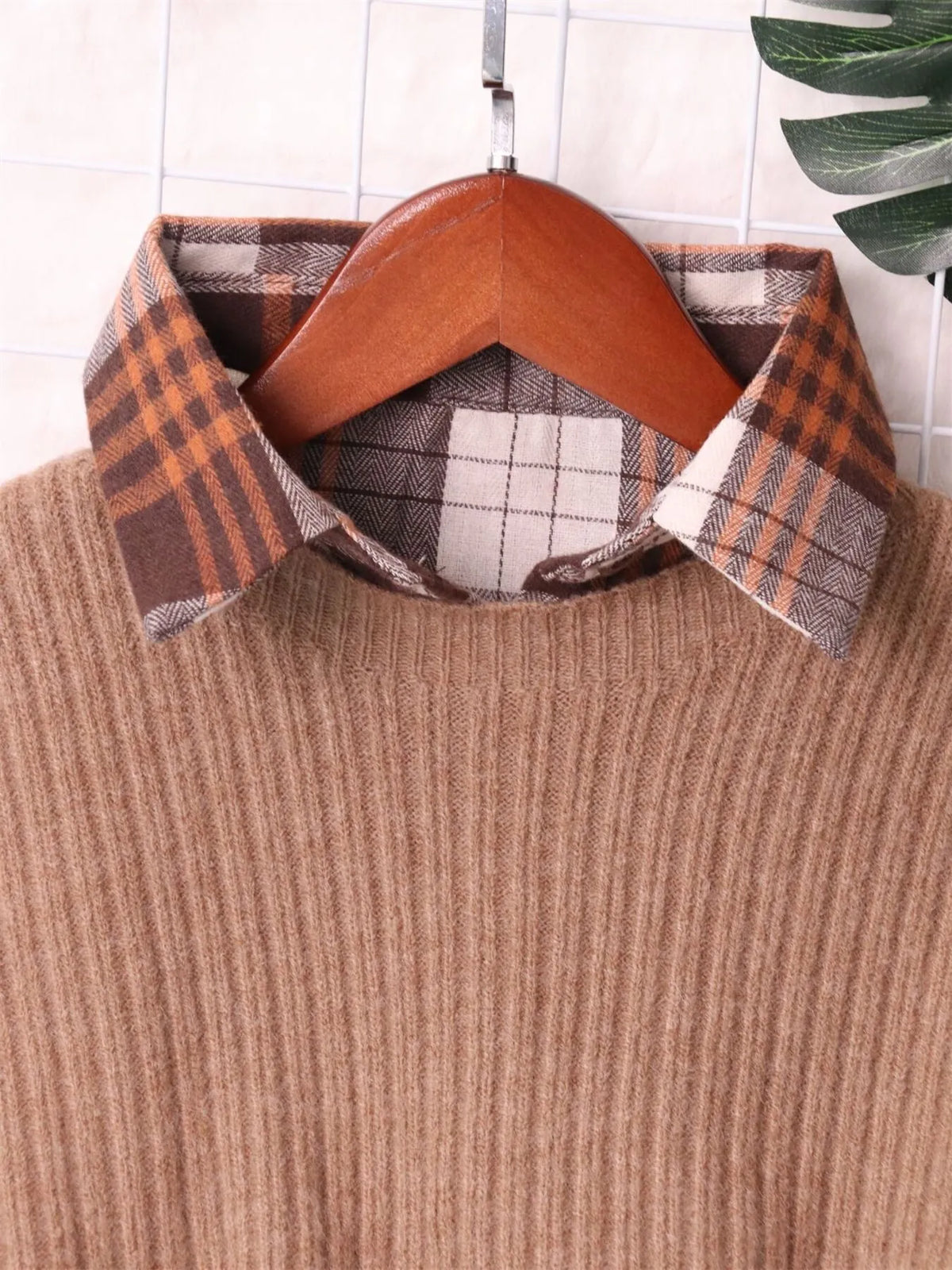 Plaid Long Sleeve Sweater Dress, view 17