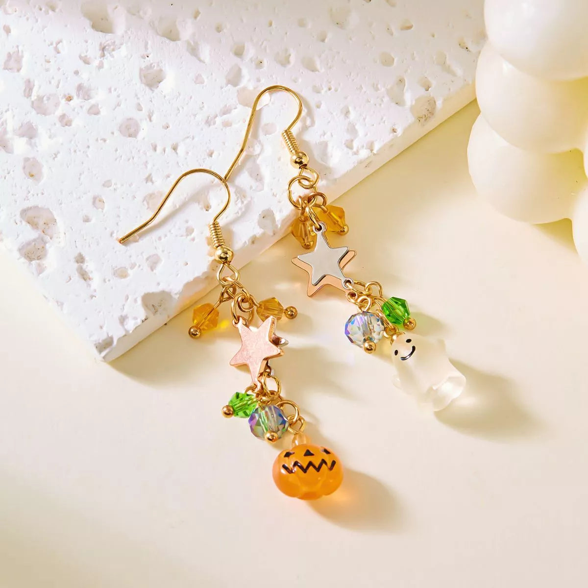 Halloween Asymmetrical Pumpkin Ghost Earrings - Lilixa.store