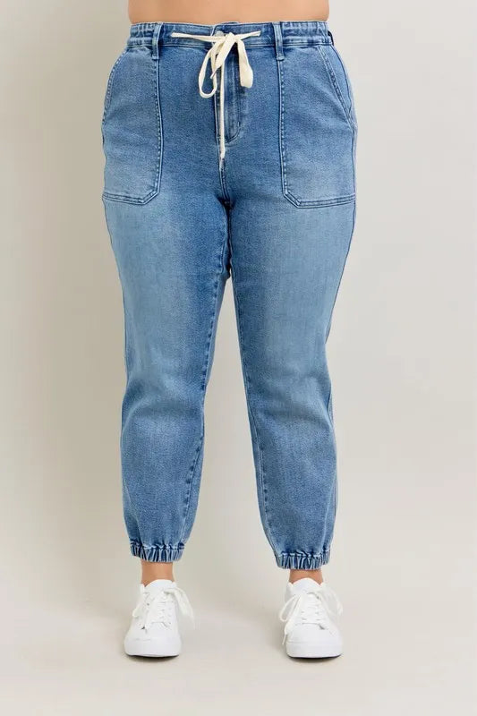 Judy Blue Full Size High Waist Denim Jogger Plus Size - Lilixa.store