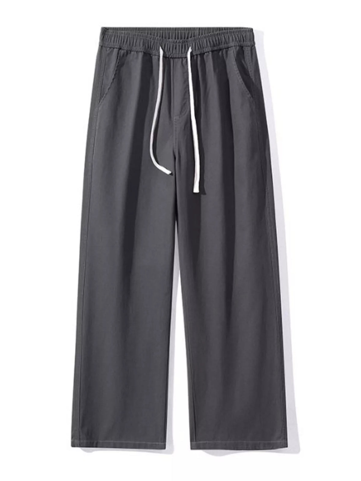 Men's Full Size Relaxed Fit Drawstring Pants Plus Size in Dark Gray
