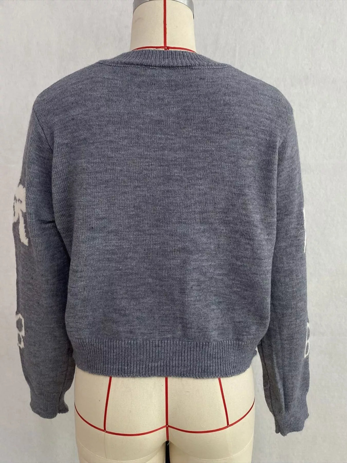 Floral Crew Neck Cropped Knit Cardigan, view 16