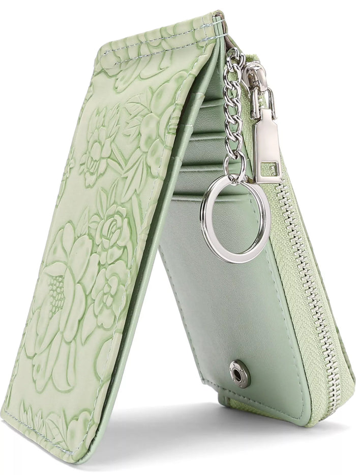 Embossed Floral Leather Bifold Wallet - Lilixa.store