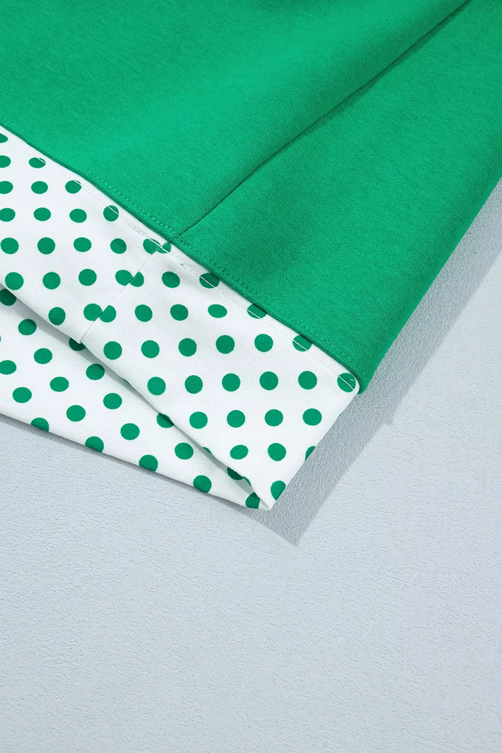 Polka Dot Trim Long Sleeve Sweatshirt and Shorts Set in Green, view 8