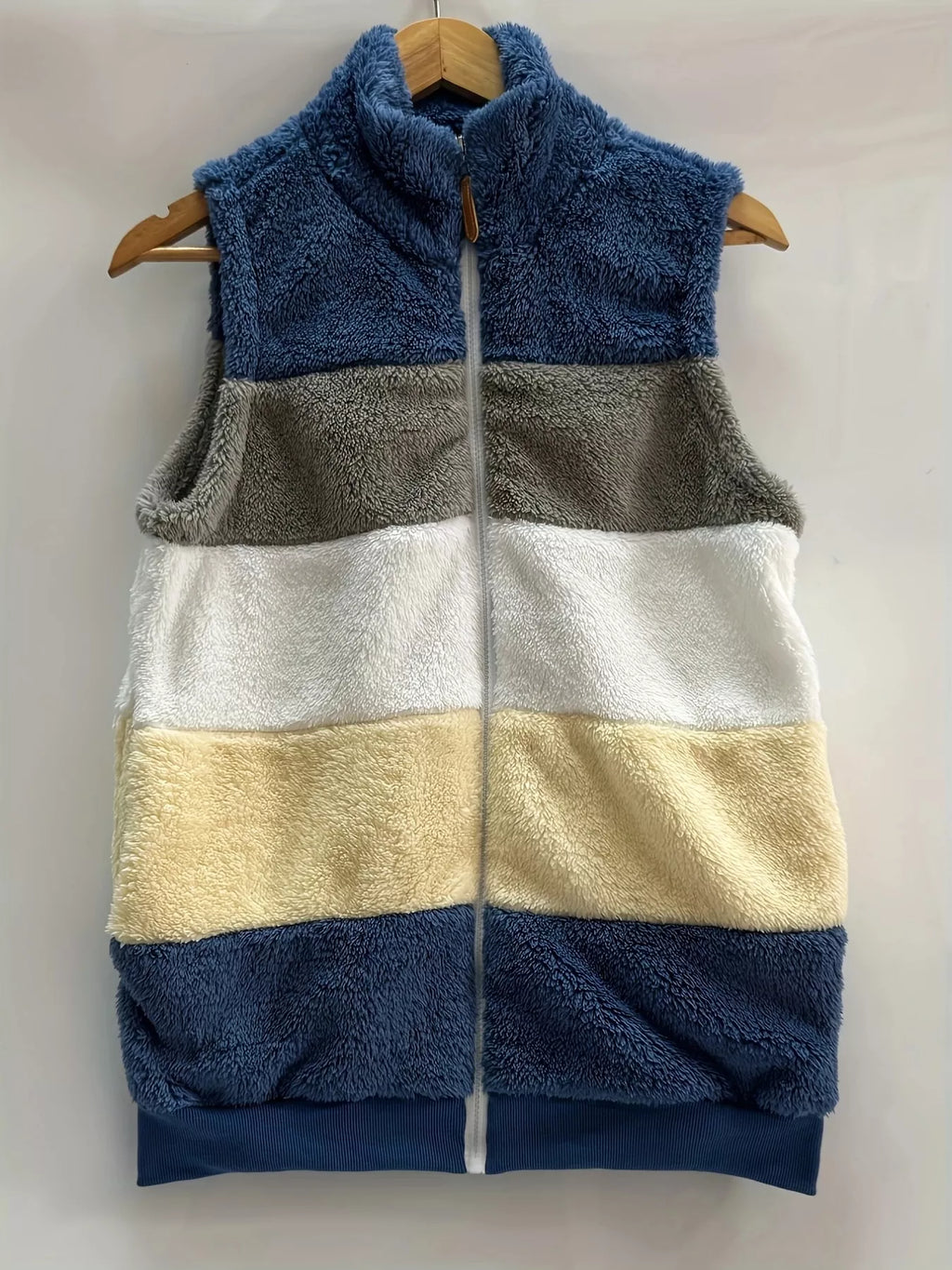 Color Block Zip Up Vest Coat - Lilixa.store