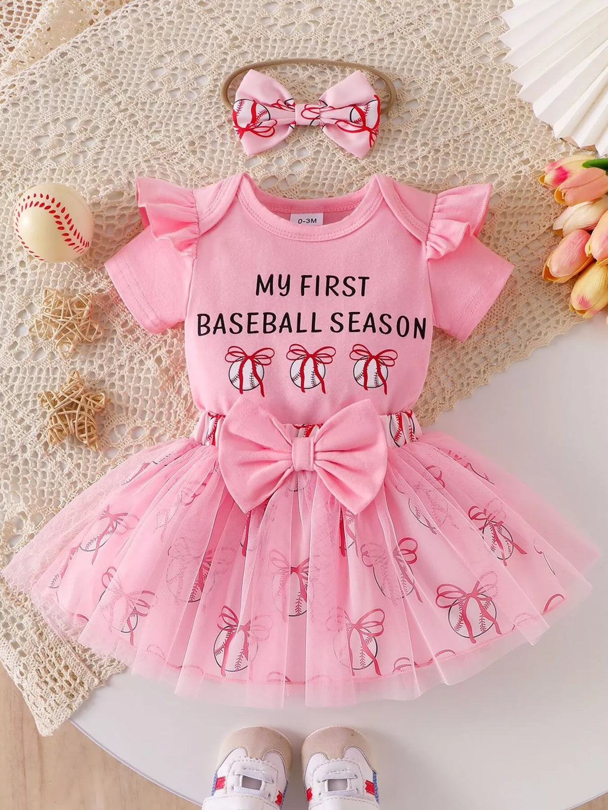 Children's Letter Graphic Bodysuit and Skirt Set with Headband - Lilixa.store