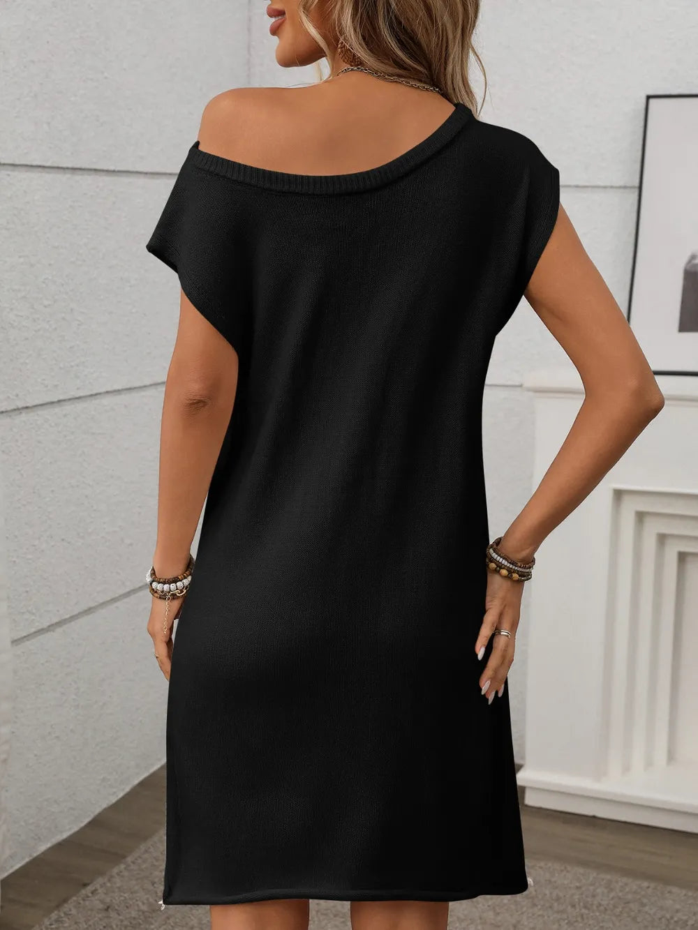 One Shoulder Mini Sweater Dress, view 7