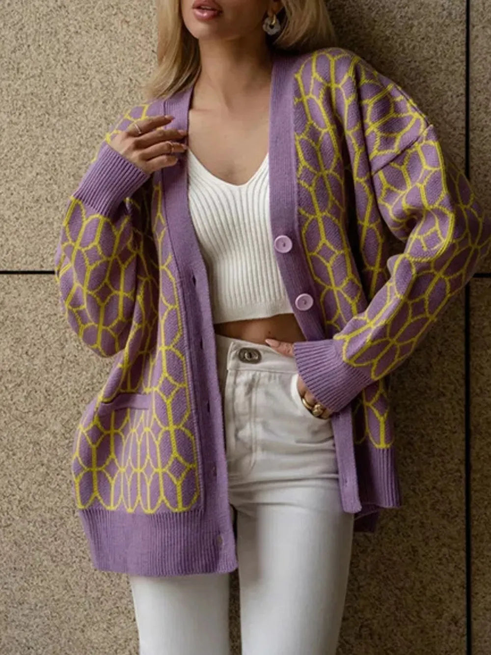 Button Up Long Sleeve Cardigan - Lilixa.store