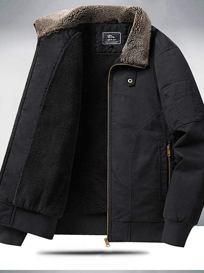 Men's Plus Size Sherpa Lined Zip Up Jacket - Lilixa.store