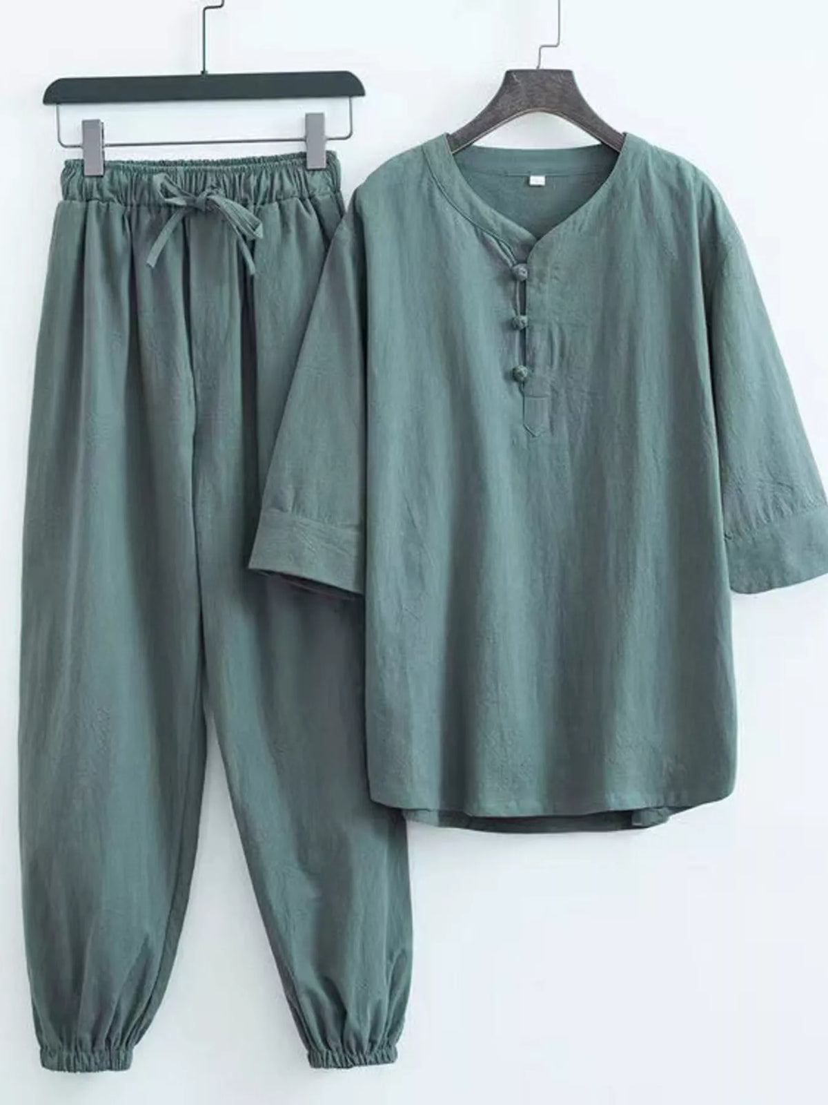 Men's Plus Size Chinese Style Top and Pants Set - Lilixa.store