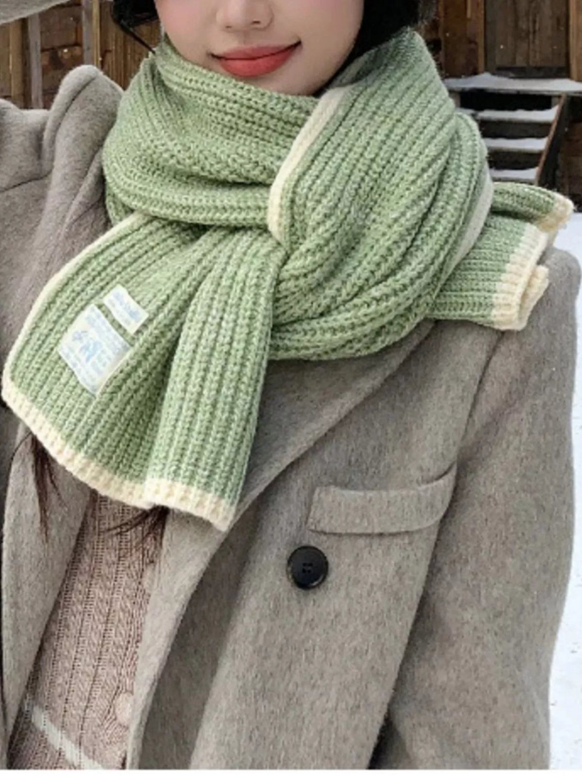 Contrast Trim Knitted Winter Scarf - Lilixa.store